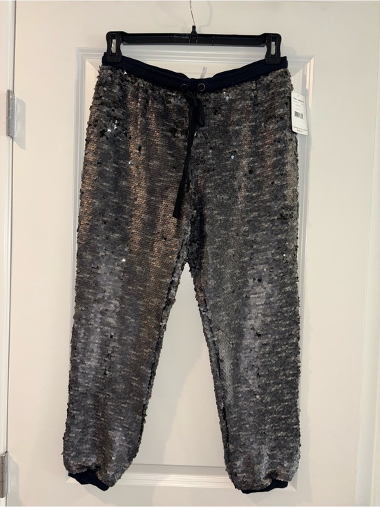 Free People Pants - FREE PEOPLE Sequin Party Gunmetal Gray Drawstring Jogger Pants Size S